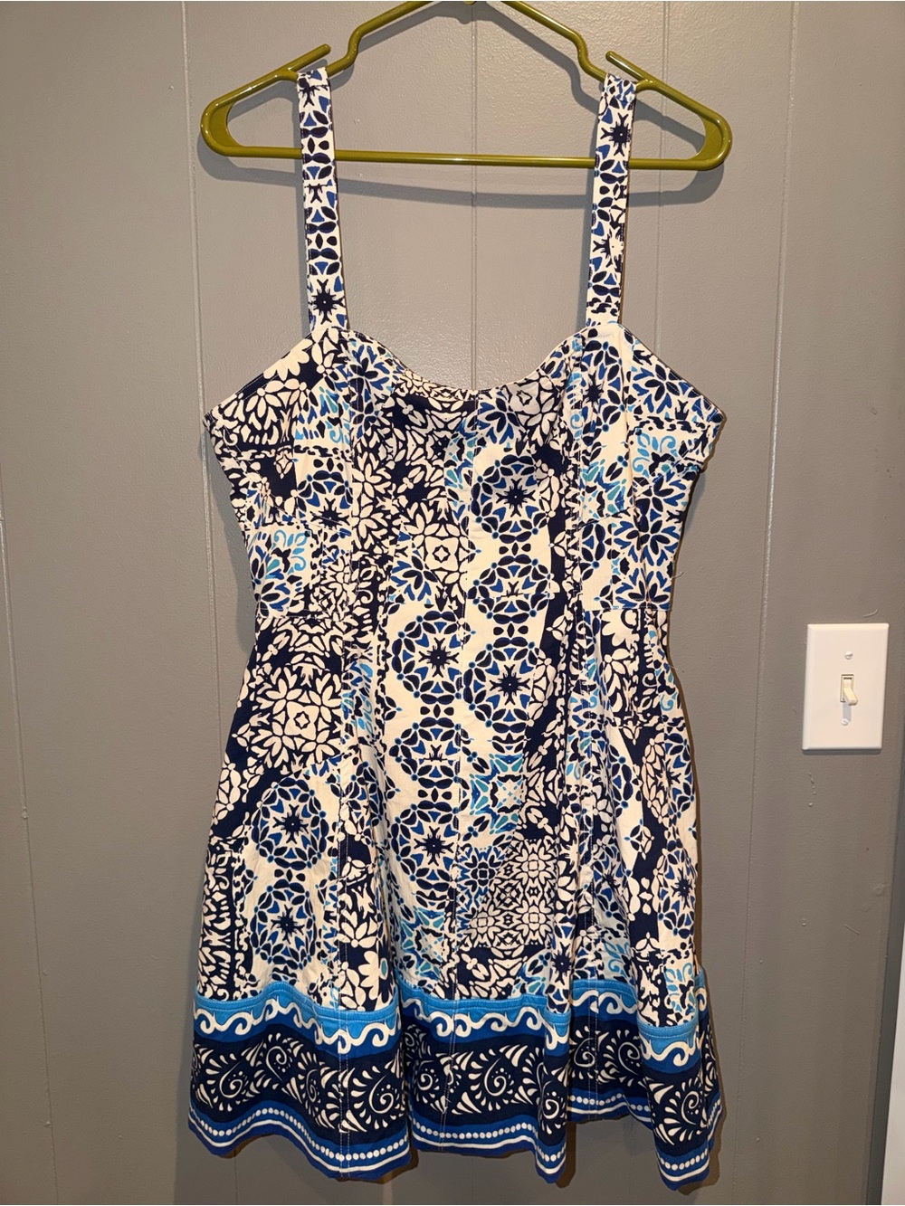 Avec Les Filles Sweetheart Neck Mosaic Tile Print Mini Sundress- Size 14